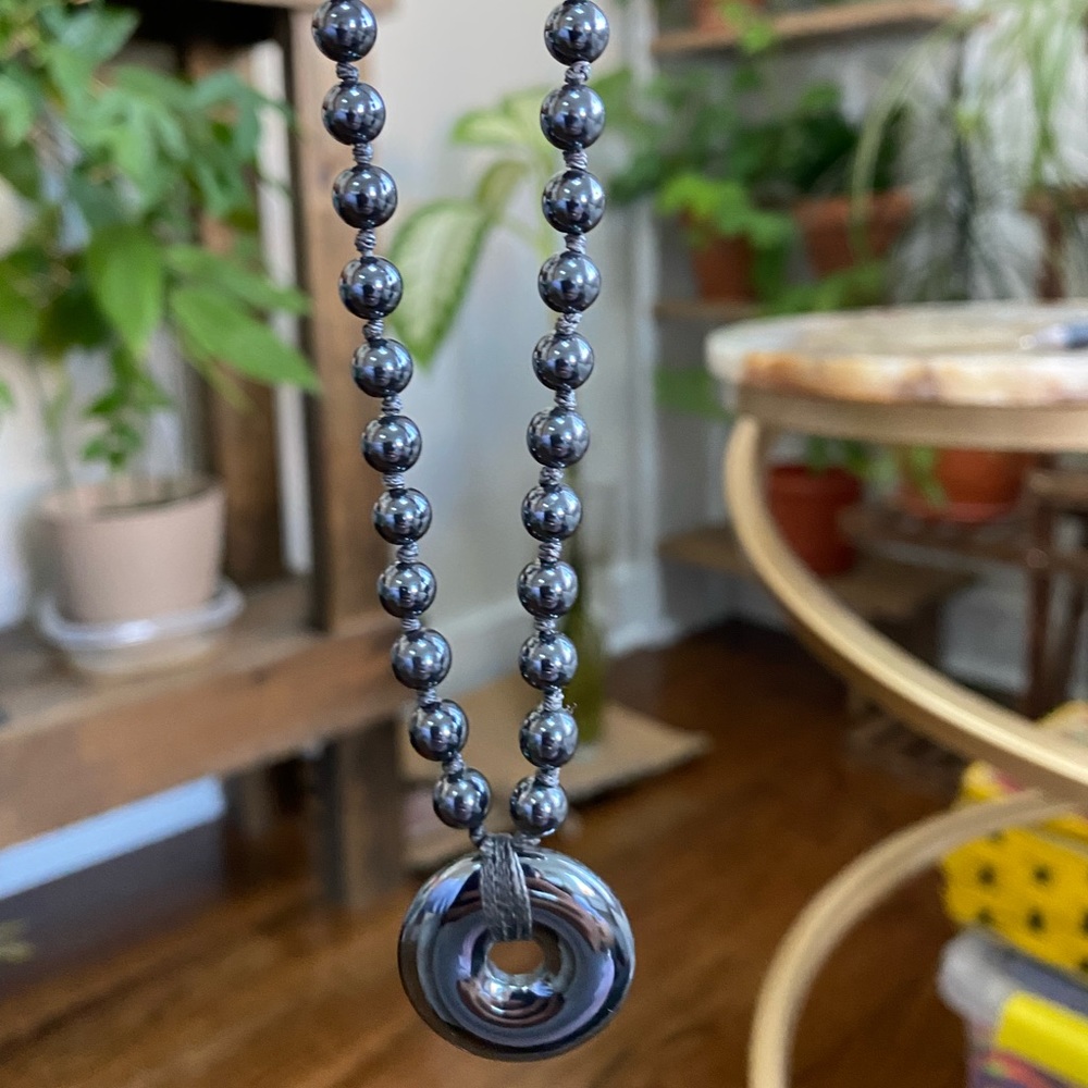 Hematite stone Energy Muse necklace 16’